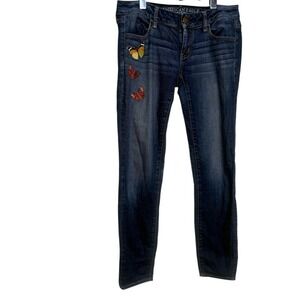 American Eagle Butterfly Patch Skinny‎ Jeans Y2K Indie Boho Casual
